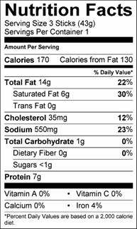 0.5oz Beef Stick Nutritional Information